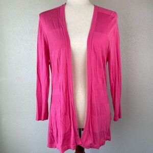 August Silk Pink Open Front Cardigan Sweater Size L EUC